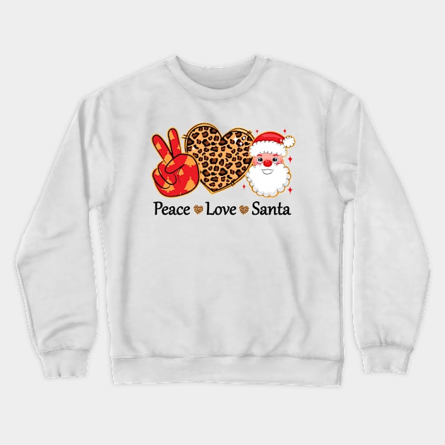 Peace Love Santa Christmas Crewneck Sweatshirt by lunamoonart